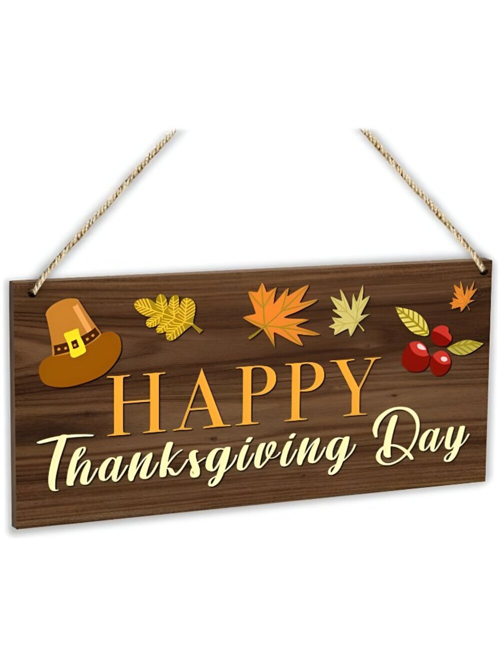 Maple Leaf Fall Happy Thanksgiving Day Hanging Sign Wooden Home Decor Plaque